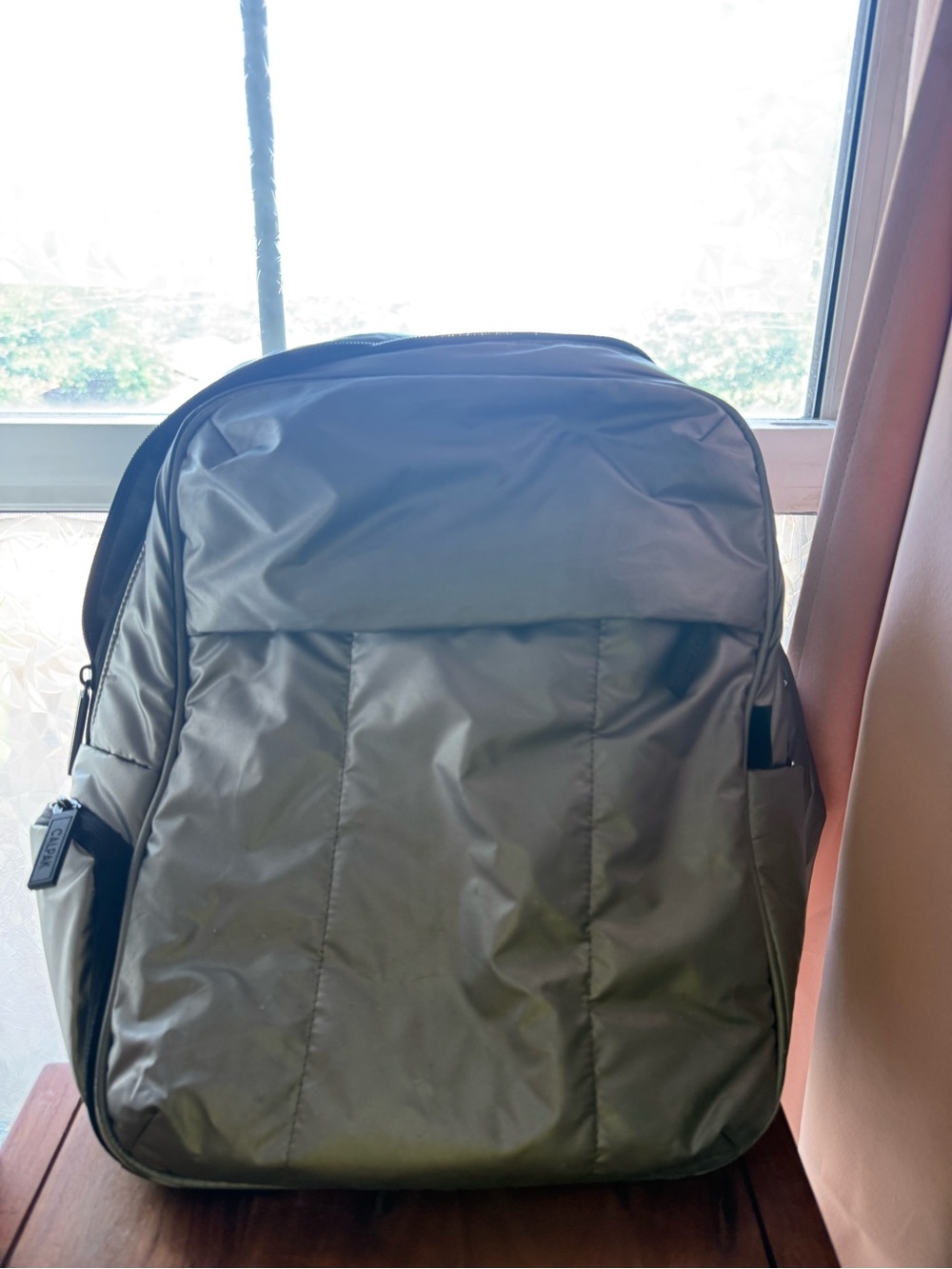 CALPAK silver Backpack - Sleek Everyday Carry (some fray on straps)